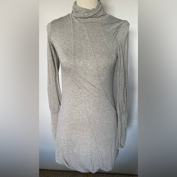 NEW w/TAGS DIESEL Turtleneck Bodycon Gray Visible Seams Balloon Bottom Dress XS - Picture 1 of 13